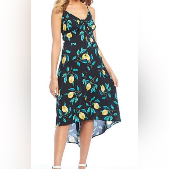21. Jessica Simpson tie / button high low lemon dress - Picture 1 of 3